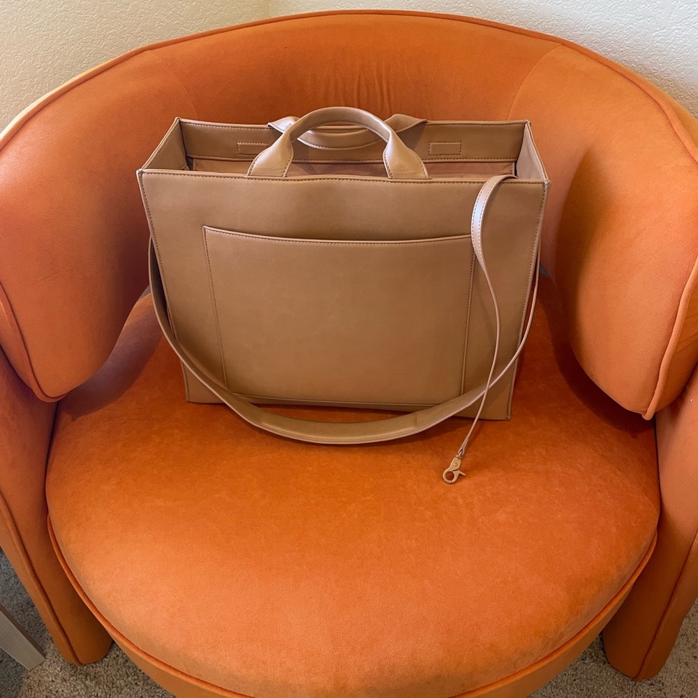 Dagne Dover Tan Leather Tote Shoulder Bag